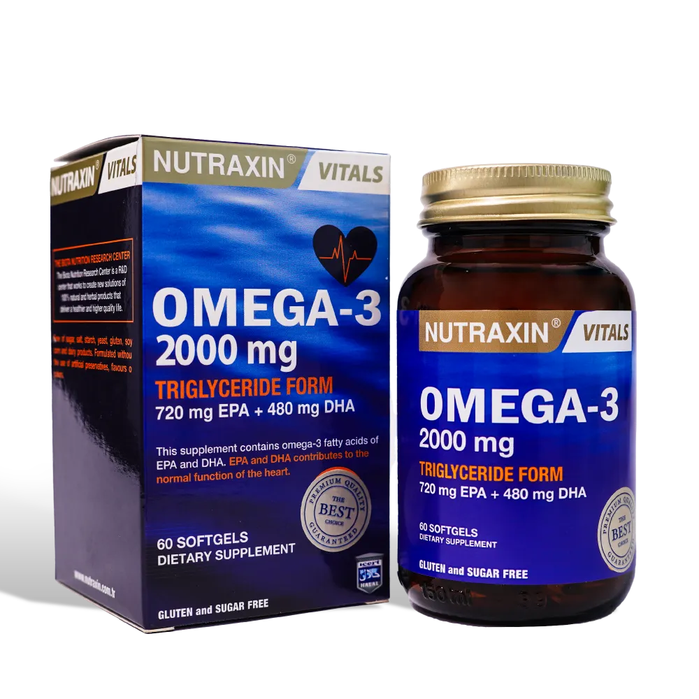 Nutraxin Omega-3 Supplements 1 x 60's Softgel Capsules Bottle 2000 mg softgel capsule